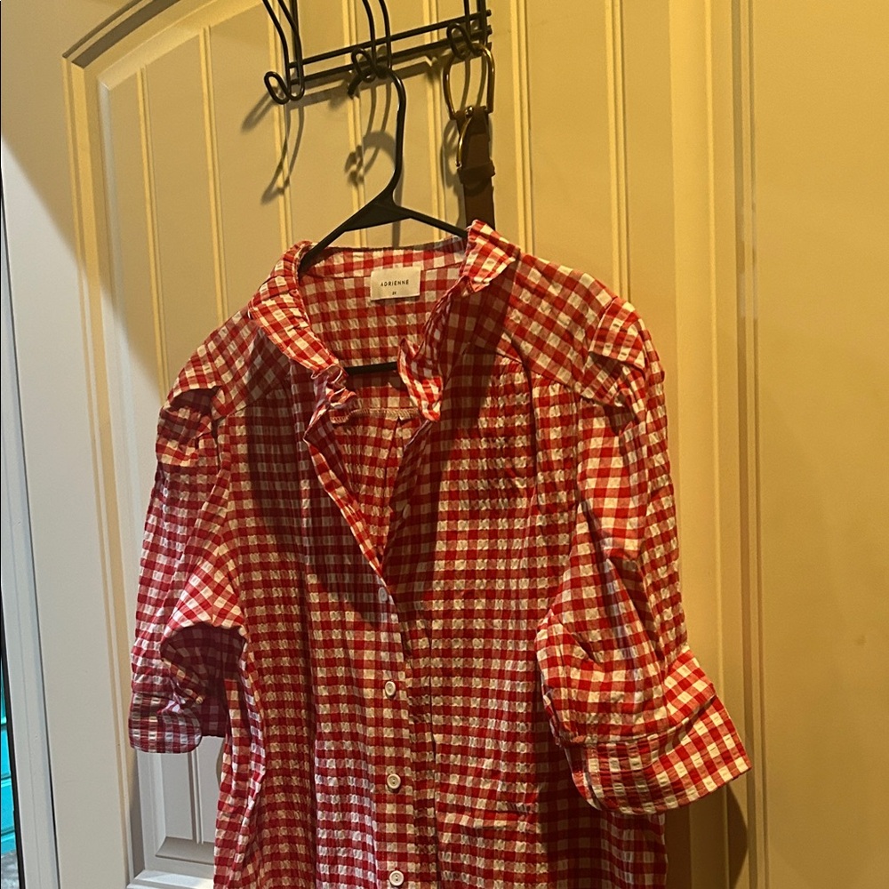 Adrienne Red and White Checkered Shirt
